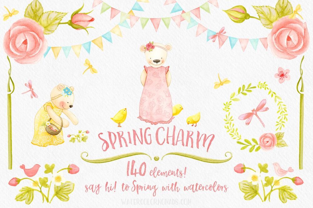 Spring Charm Floral Watercolors